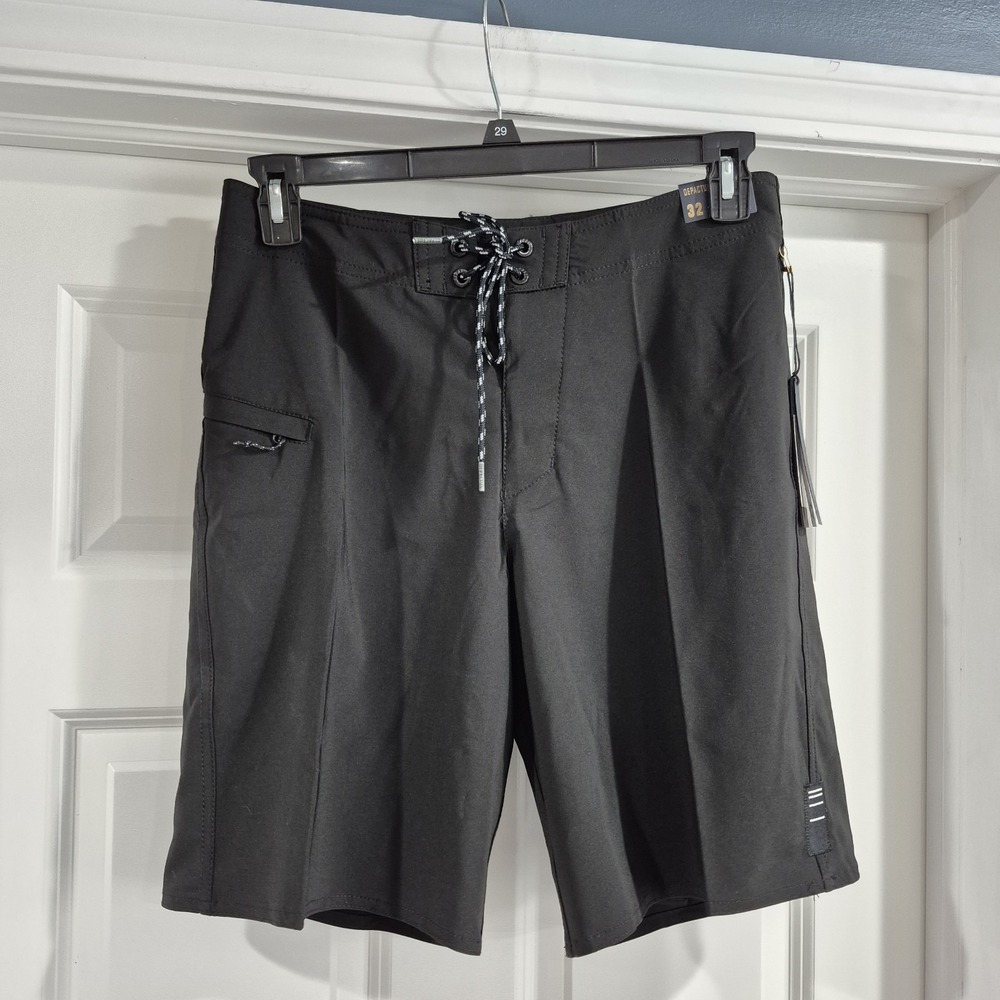 Depactus‎ Board Shorts Mens 32 Black Echo Charlie Surf Swim Stretch Performance